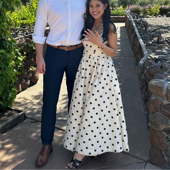 En Saison Polka Dot Tie Strap Midi Dress size XS - Picture 4 of 6